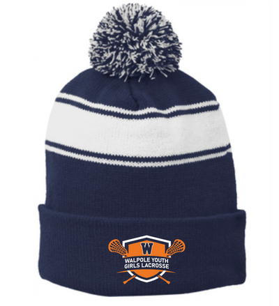 Gorro de lacrosse juvenil para niñas Walpole con pompón a rayas (STC28)