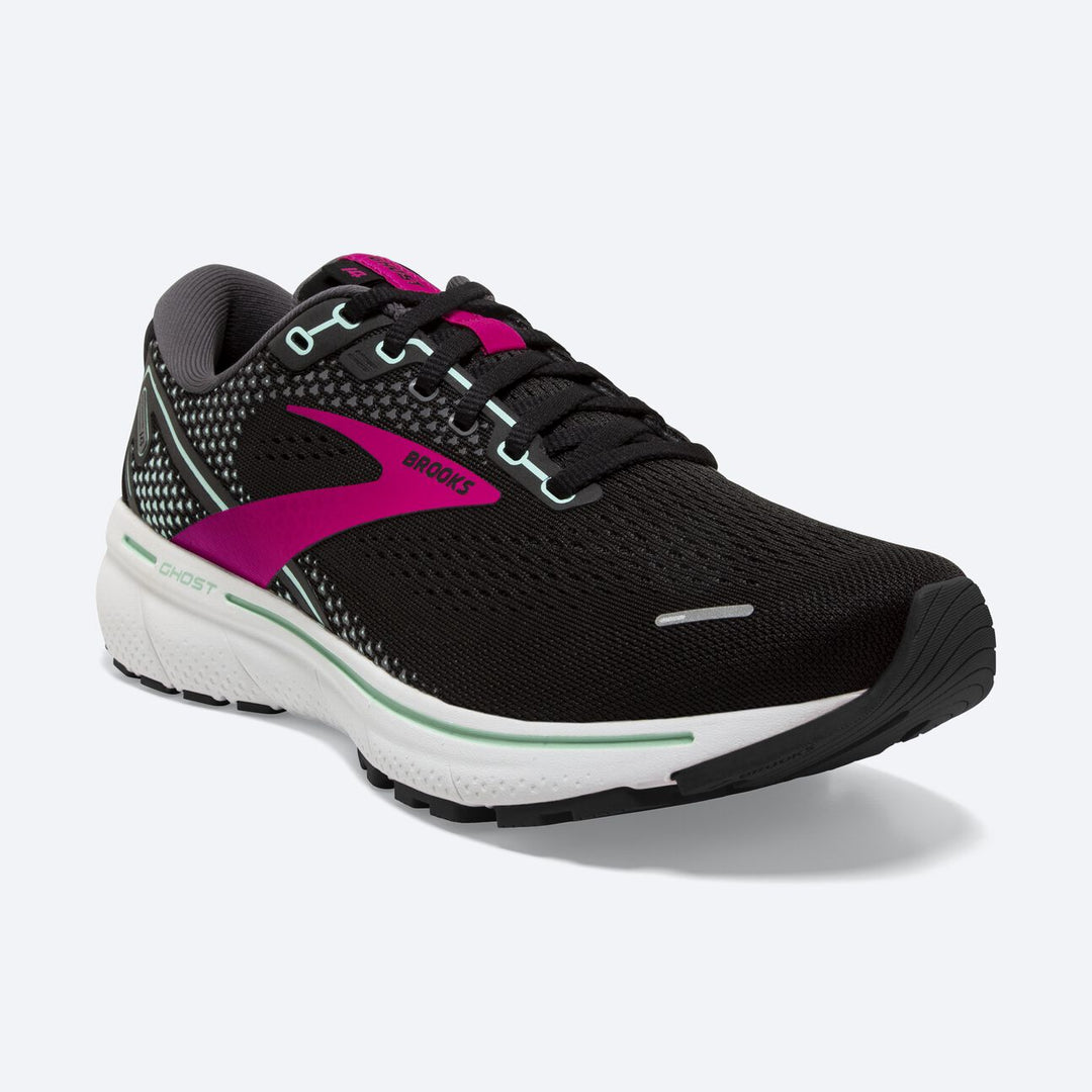 Brooks Womens Ghost 14 Wide-Black/Pink/Yucca (1203561D013)