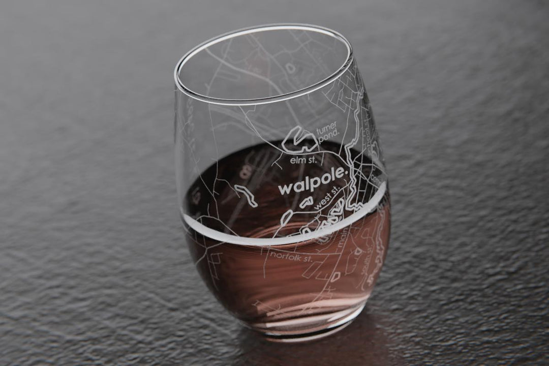 Well Told "Walpole Map" Stemless Wine Glass (50022)