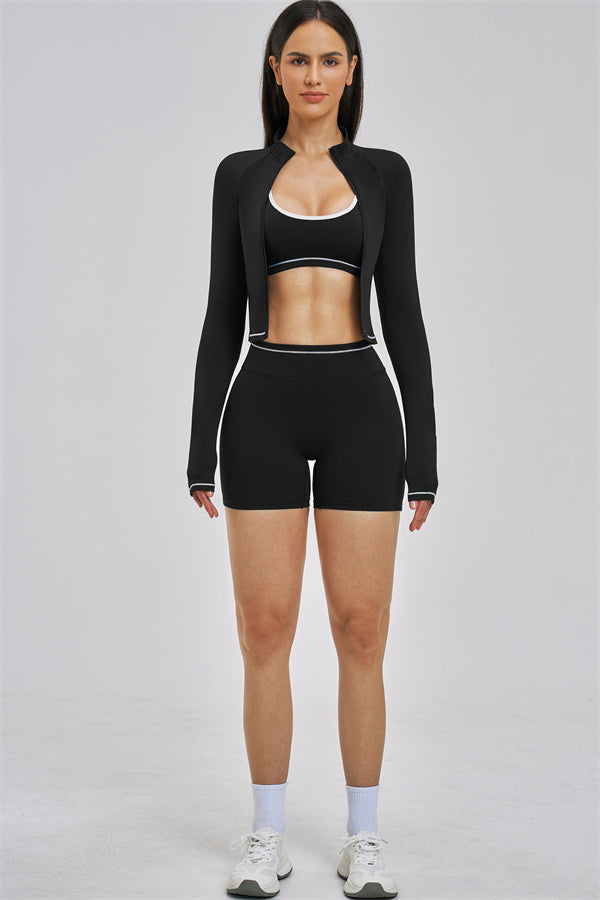 The Unbound Jacket Sports Bra Shorts 3-Piece Set