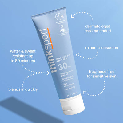Think - Think Sport FPS 30 Protector solar transparente con zinc (3 oz)