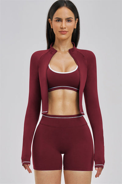 The Unbound Jacket Sports Bra Shorts 3-Piece Set