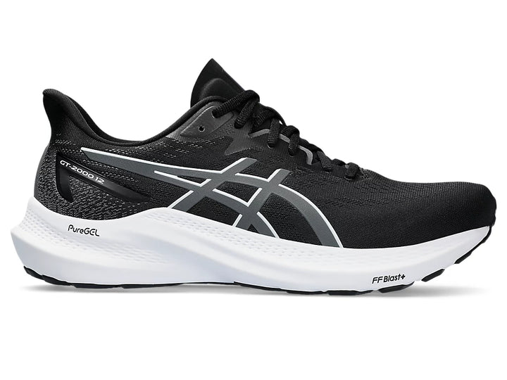 Zapatillas Asics GT-2000 12 Wide para hombre, color negro y gris (1011B689-002) 