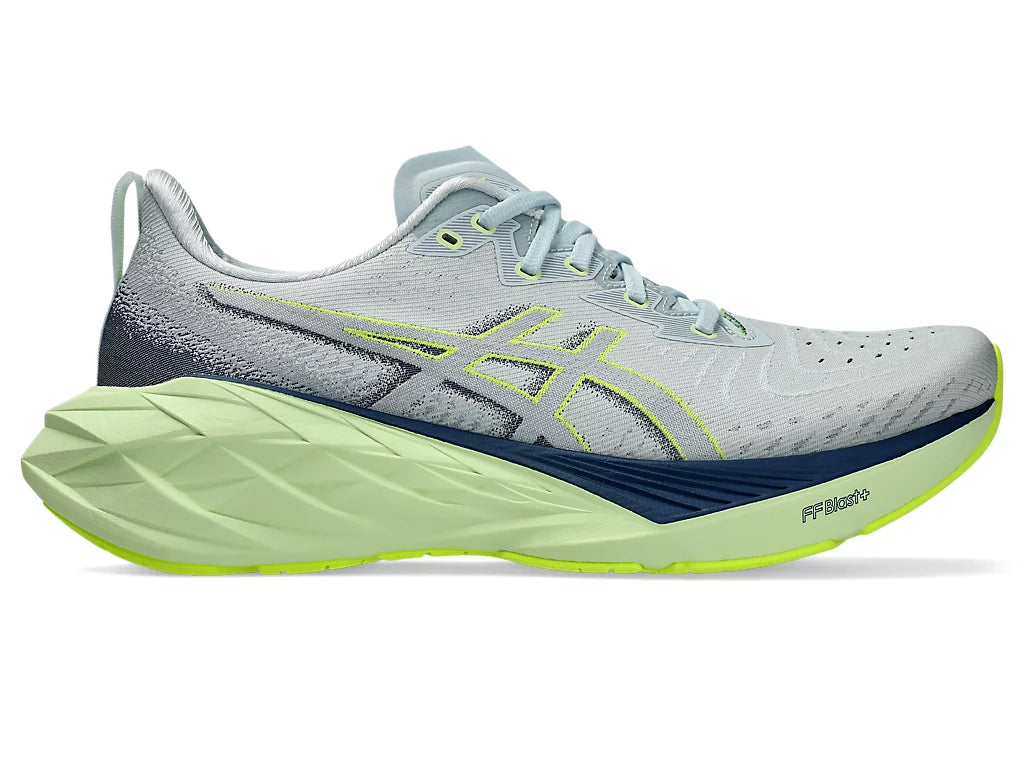 Asics Novablast 4 para hombre: gris frío/azul Expanse (1011B693-022)