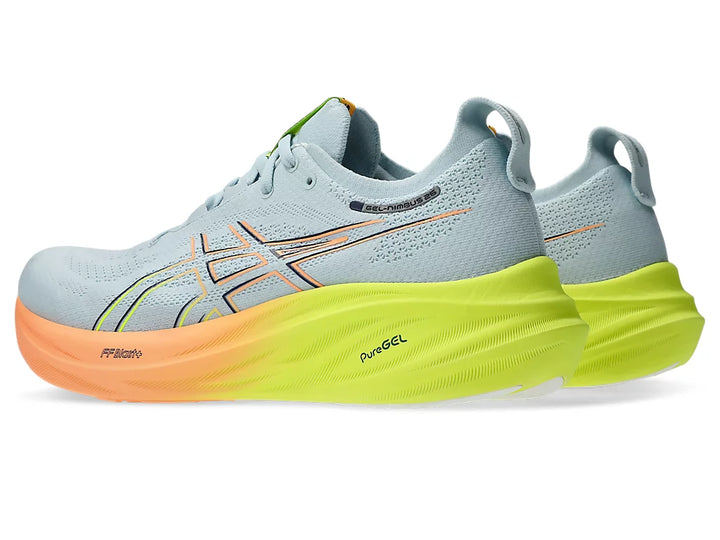 Asics Gel Nimbus 26 Paris para mujer: gris frío/amarillo de seguridad (1012B743-750)