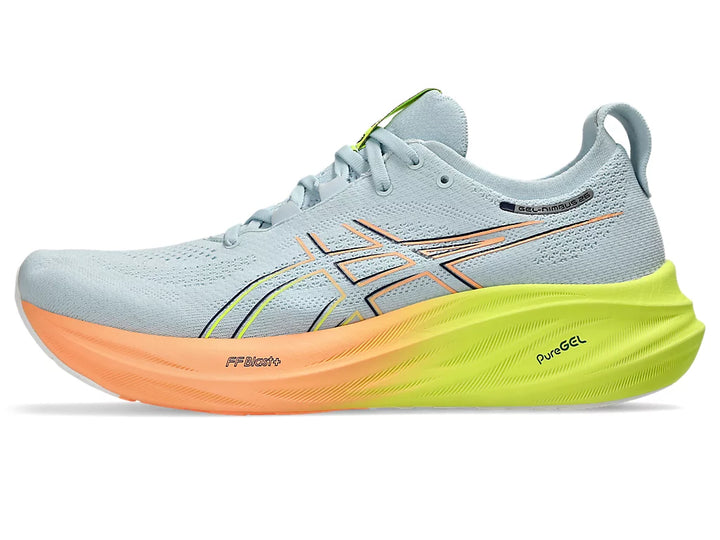 Asics Gel Nimbus 26 Paris para hombre: gris frío/amarillo de seguridad (1011B928-750)