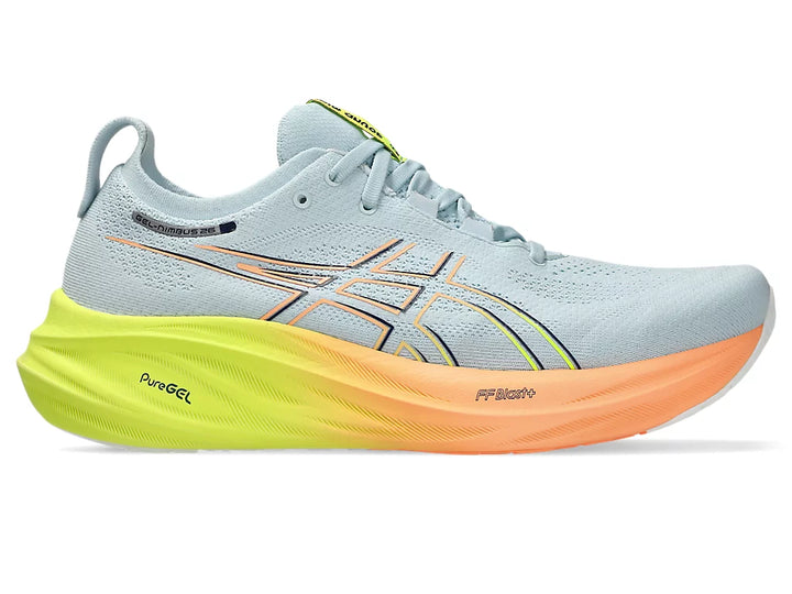 Asics Gel Nimbus 26 Paris para hombre: gris frío/amarillo de seguridad (1011B928-750)