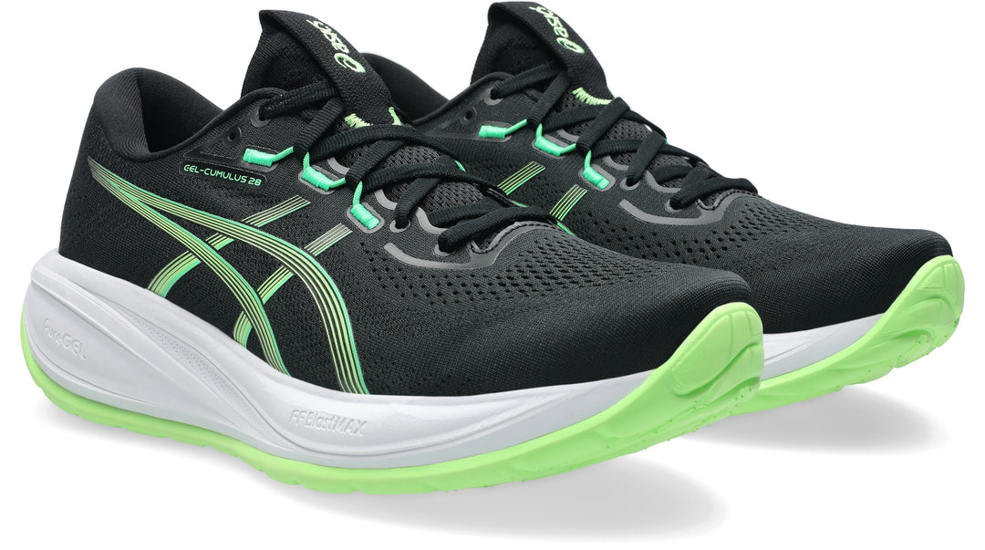 ASICS Men's GEL-CUMULUS 28 - BLACK/ILLUMINATE GREEN quarter
