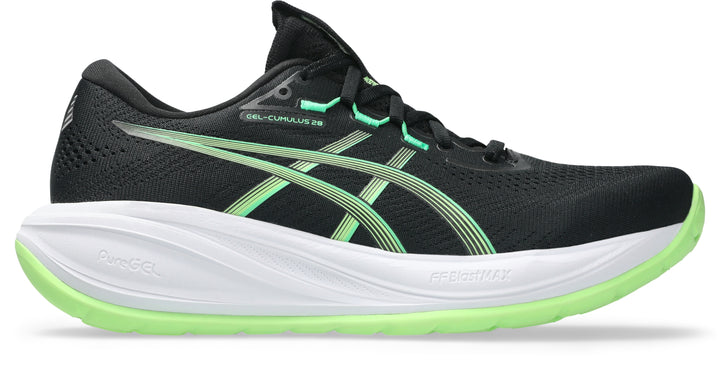 ASICS Men's GEL-CUMULUS 28 - BLACK/ILLUMINATE GREEN lateral
