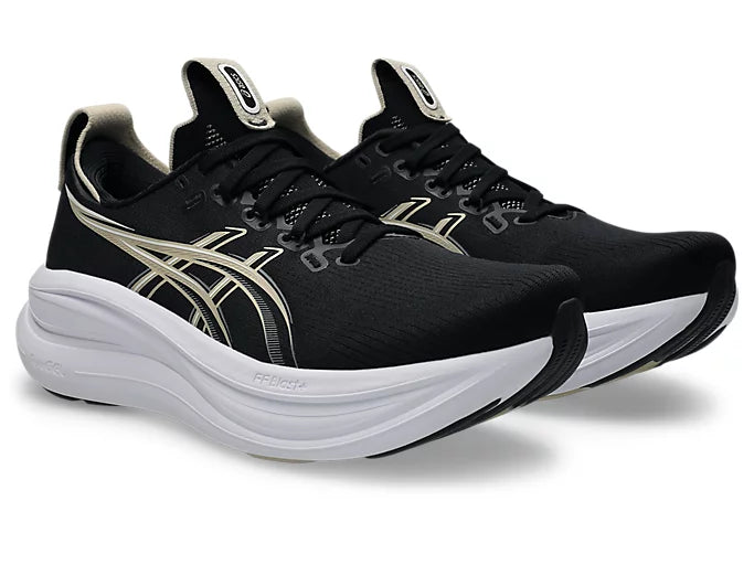 ASICS GEL-NIMBUS 28 Extra ancho para hombre - NEGRO/GRIS PLUMA