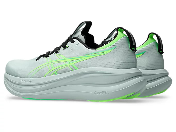 ASICS GEL-NIMBUS 28 Wide para hombre - MUSGO FRÍO/VERDE ILUMINADO