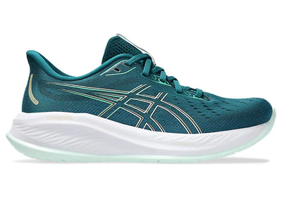Zapatillas de deporte ASICS Gel Cumulus 26 Wide para mujer, color verde azulado intenso y menta pálido (1012B600-300)