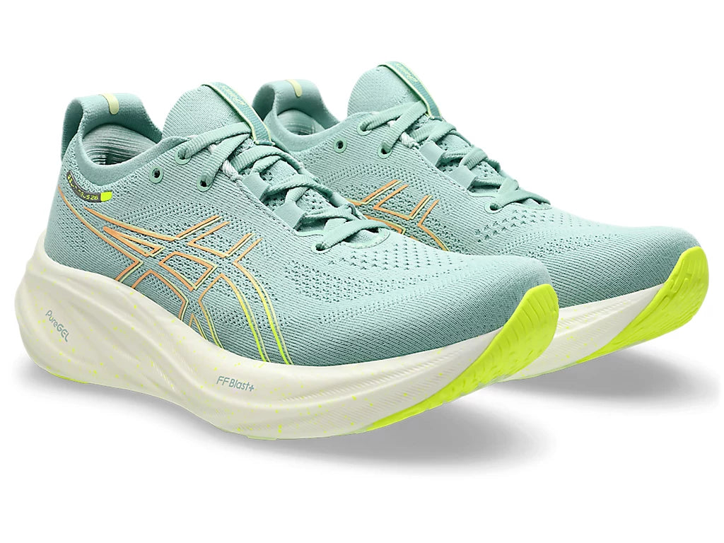 Asics Gel Nimbus 26 para mujer - Celadón claro/Amarillo de seguridad (1012B601-301) 