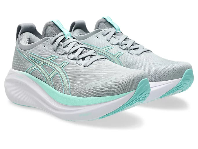 Asics Womens Gel Nimbus 27- Piedmont Grey/Illuminate Mint (1012B753-020)