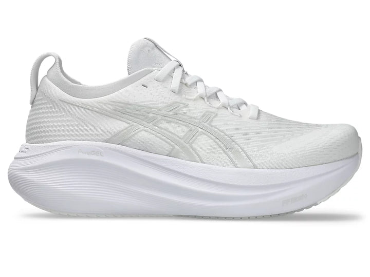 Womens ASICS Gel Nimbus 27- White/Glacier Grey