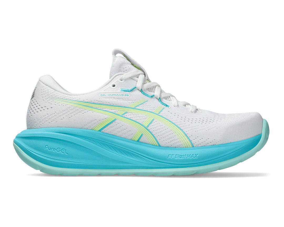 ASICS Women's GEL-CUMULUS 28 - WHITE/ENERGY AQUA