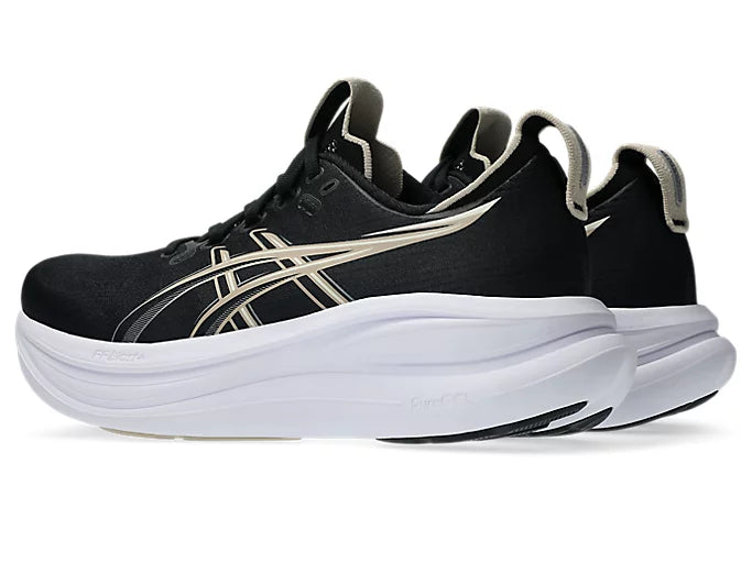 ASICS GEL-NIMBUS 28 Wide para mujer - NEGRO/GRIS PLUMA