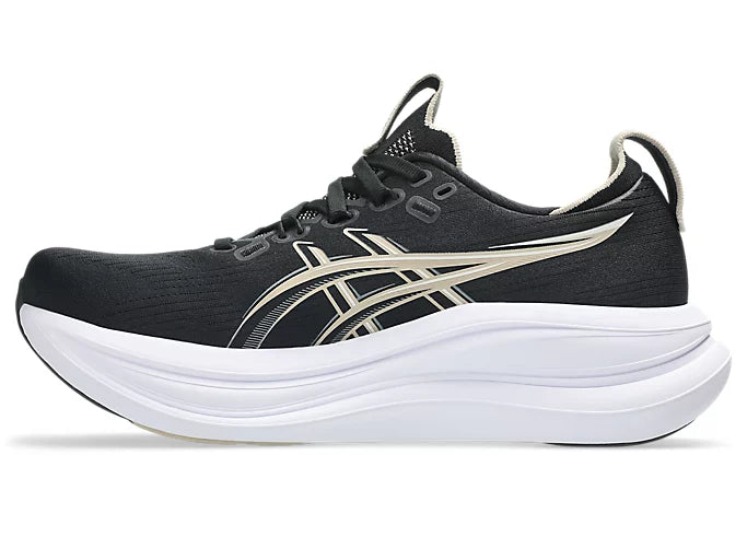 ASICS GEL-NIMBUS 28 Wide para mujer - NEGRO/GRIS PLUMA