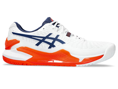 Asics Gel Resolution 9 Wide para hombre, blanco y azul (1041A376-102) 