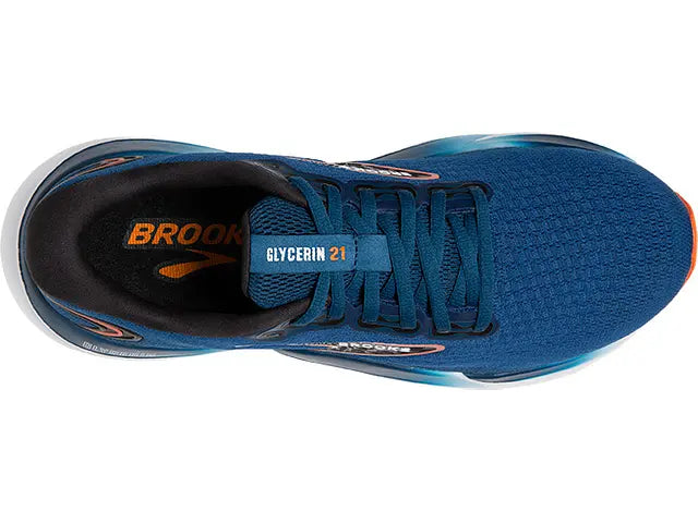 Brooks Glycerin 21 Wide para hombre: ópalo azul, negro y capuchina (1104192E474)