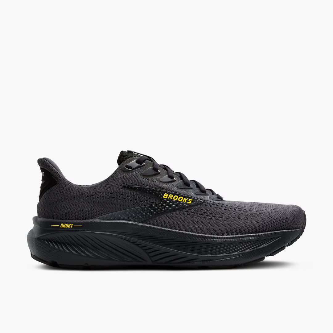 Brooks Men's Ghost 17 (Wide) - Ebony/Black/Yellow