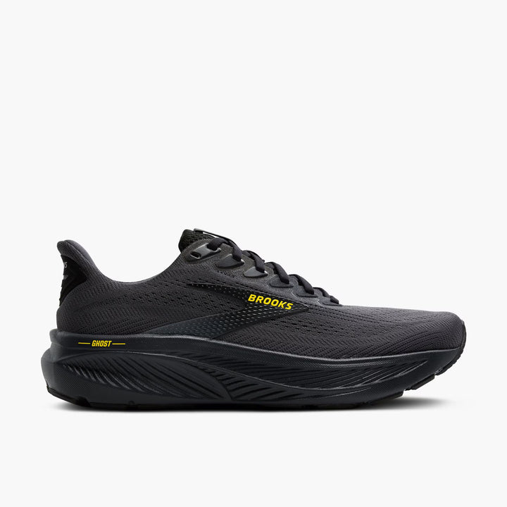 Brooks Men's Ghost 17 (Wide) - Ebony/Black/Yellow