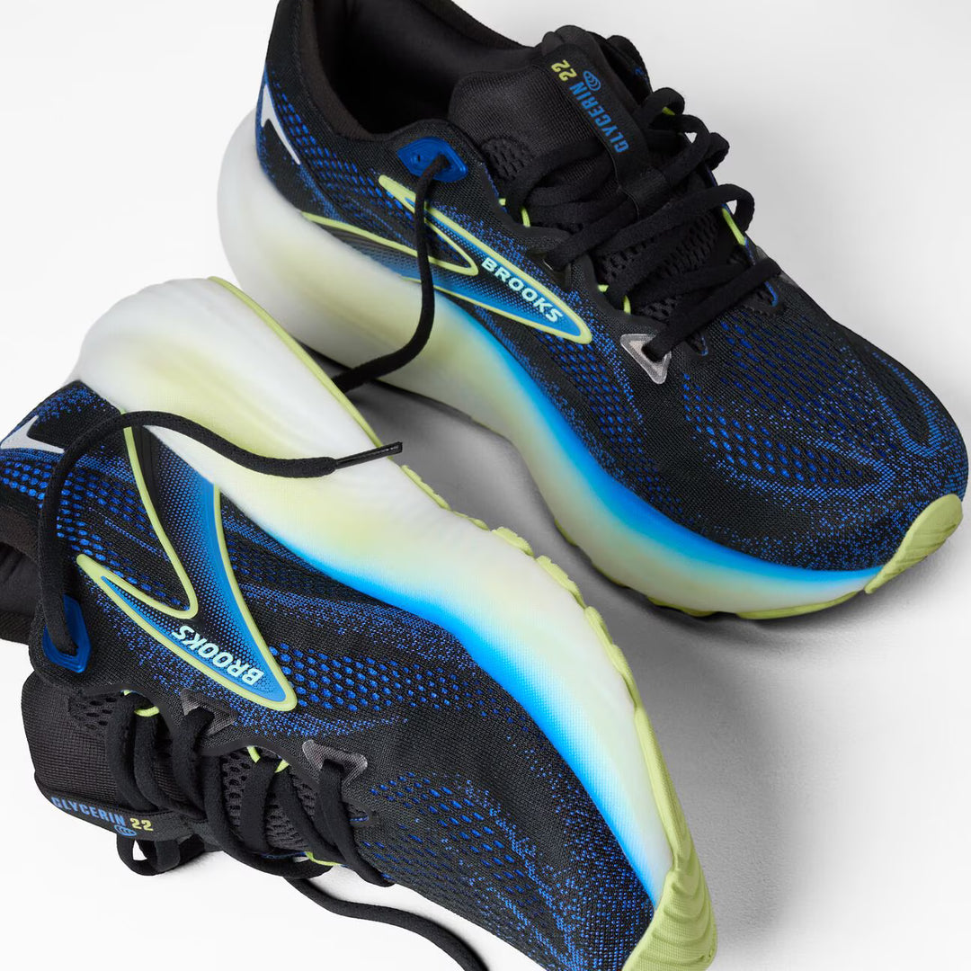 Brooks Glycerin 22 para hombre - Negro/Cobalto/Amarillo Neo
