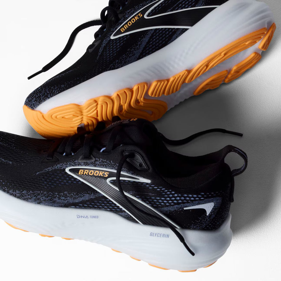 Brooks Glycerin 22 para hombre - Negro/Azul campestre/Naranja pop (1104451D013)
