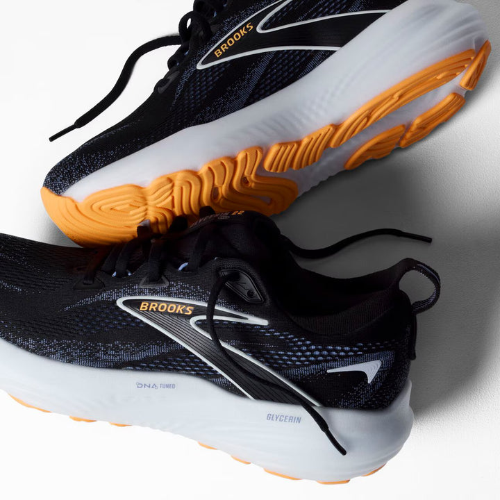 Brooks Glycerin 22 para hombre - Negro/Azul campestre/Naranja pop (1104451D013)
