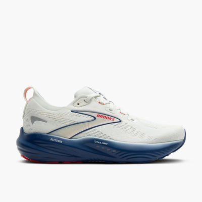 Brooks Glycerin 22 para hombre - Gris/Peonía azul marino/Rojo fuego