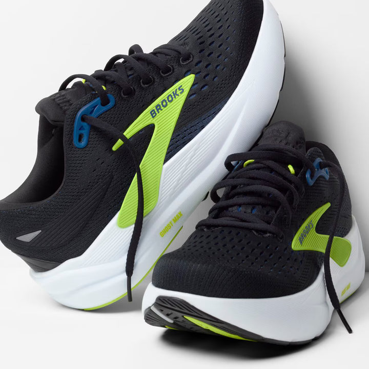 Brooks Ghost Max 3 (Ancho) para hombre - Negro/Azul marino/Lima ácido