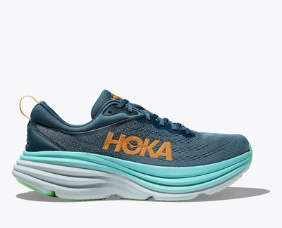 Zapatillas de deporte Hoka Bondi 8 Wide para hombre, color verde azulado real y sombra (1127953-RHD) 