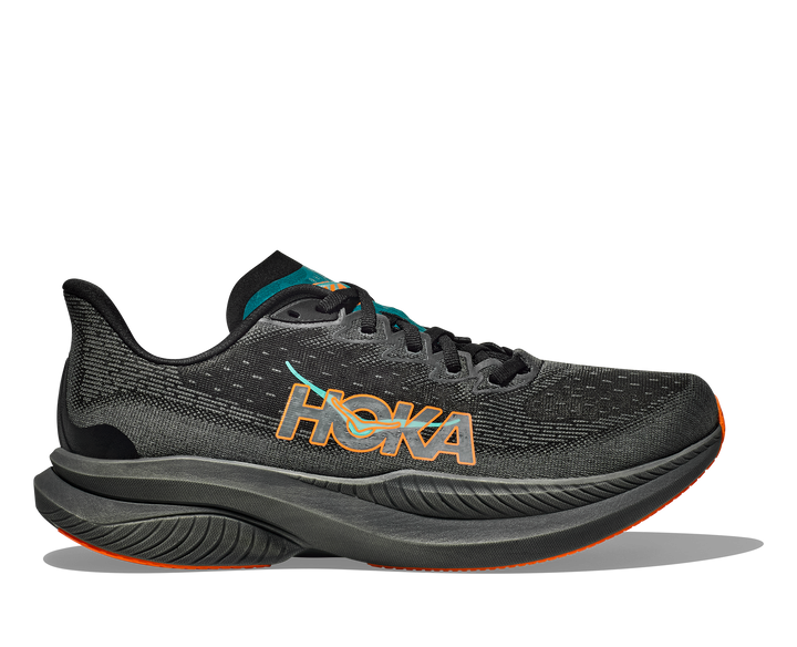 HOKA Men's Mach 6 - BLACK / ELECTRIC TANGERINE