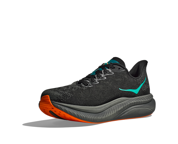 HOKA Men's Mach 6 - BLACK / ELECTRIC TANGERINE