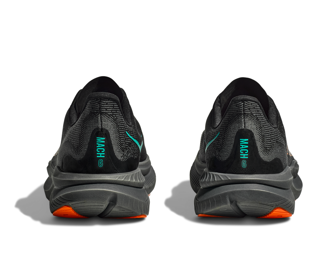 HOKA Men's Mach 6 - BLACK / ELECTRIC TANGERINE