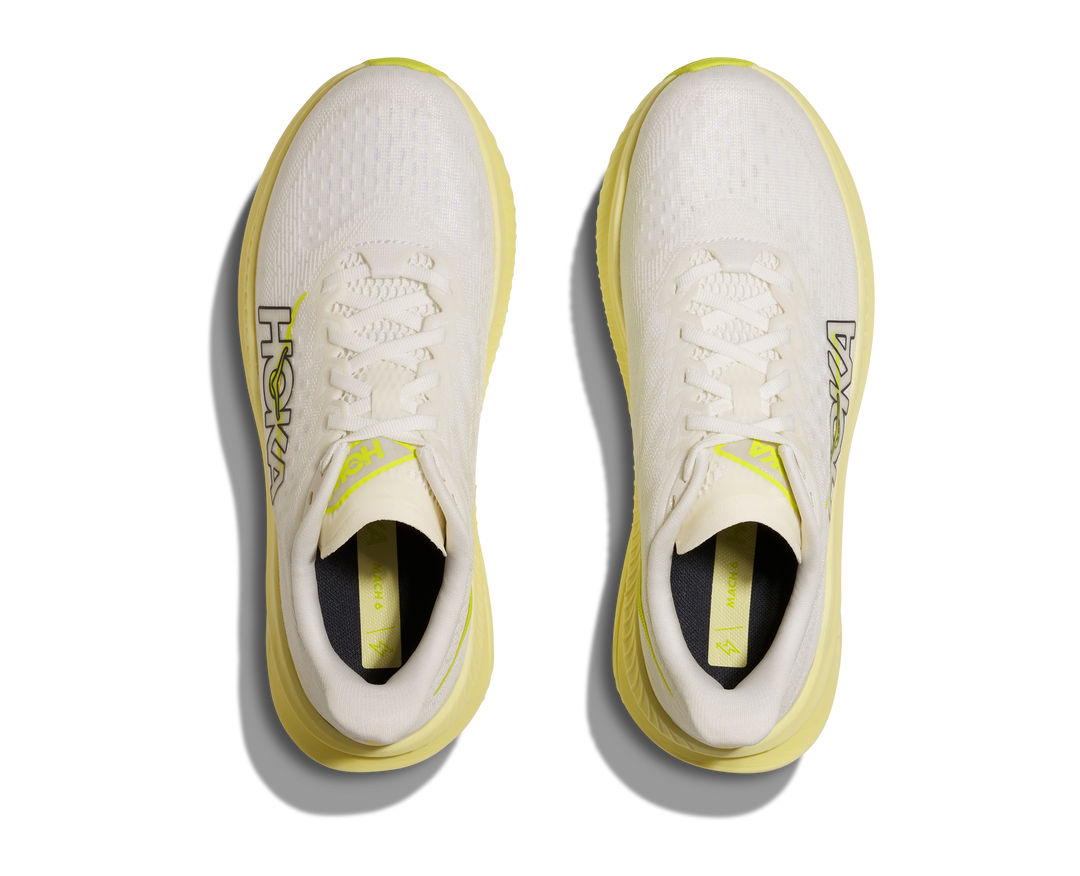 HOKA Women's Mach 6 - WHITE / NEON HOKA CITRUS