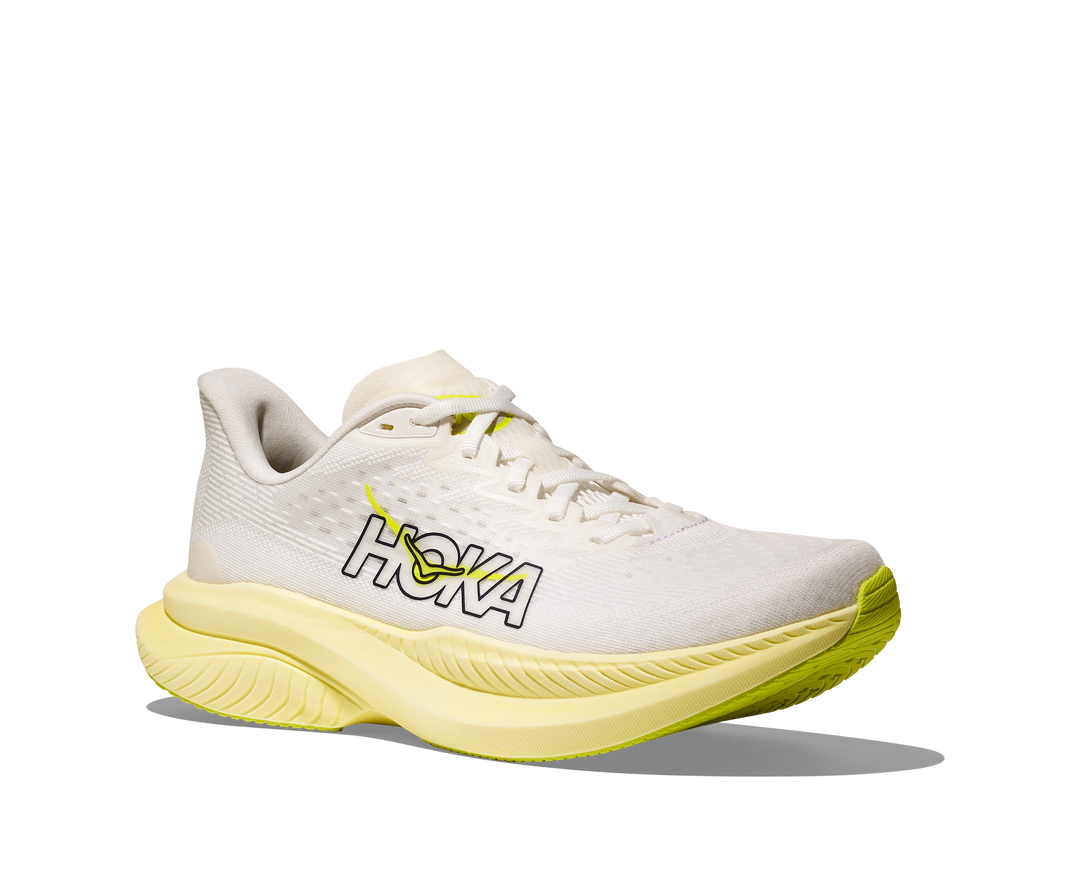 HOKA Women's Mach 6 - WHITE / NEON HOKA CITRUS