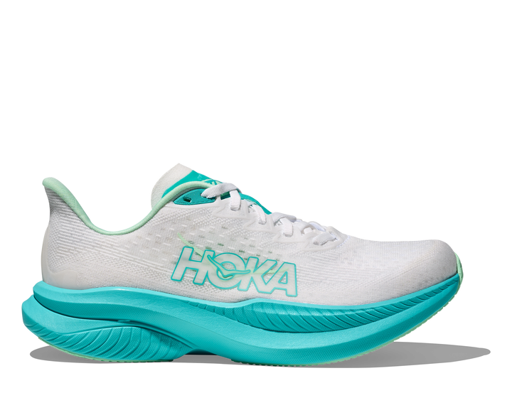 HOKA Women's Mach 6 - WHITE / CIELO BLUE