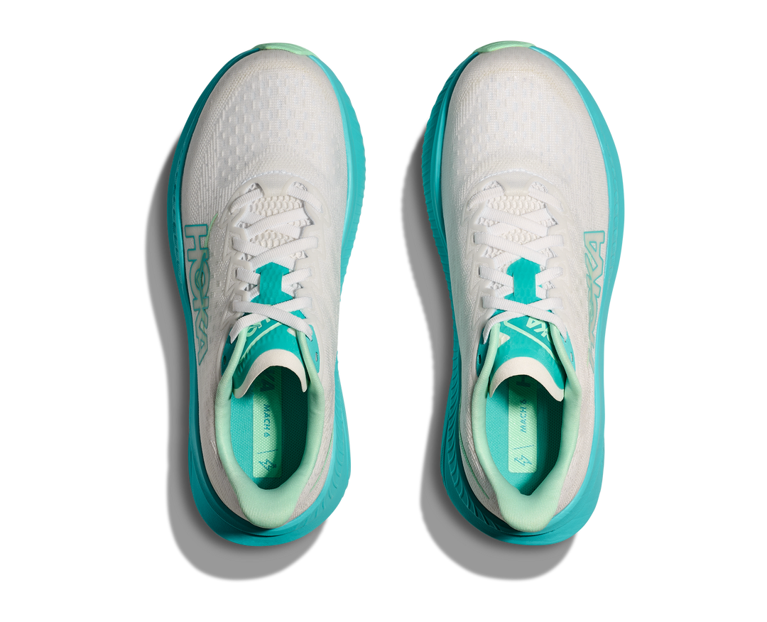 HOKA Women's Mach 6 - WHITE / CIELO BLUE