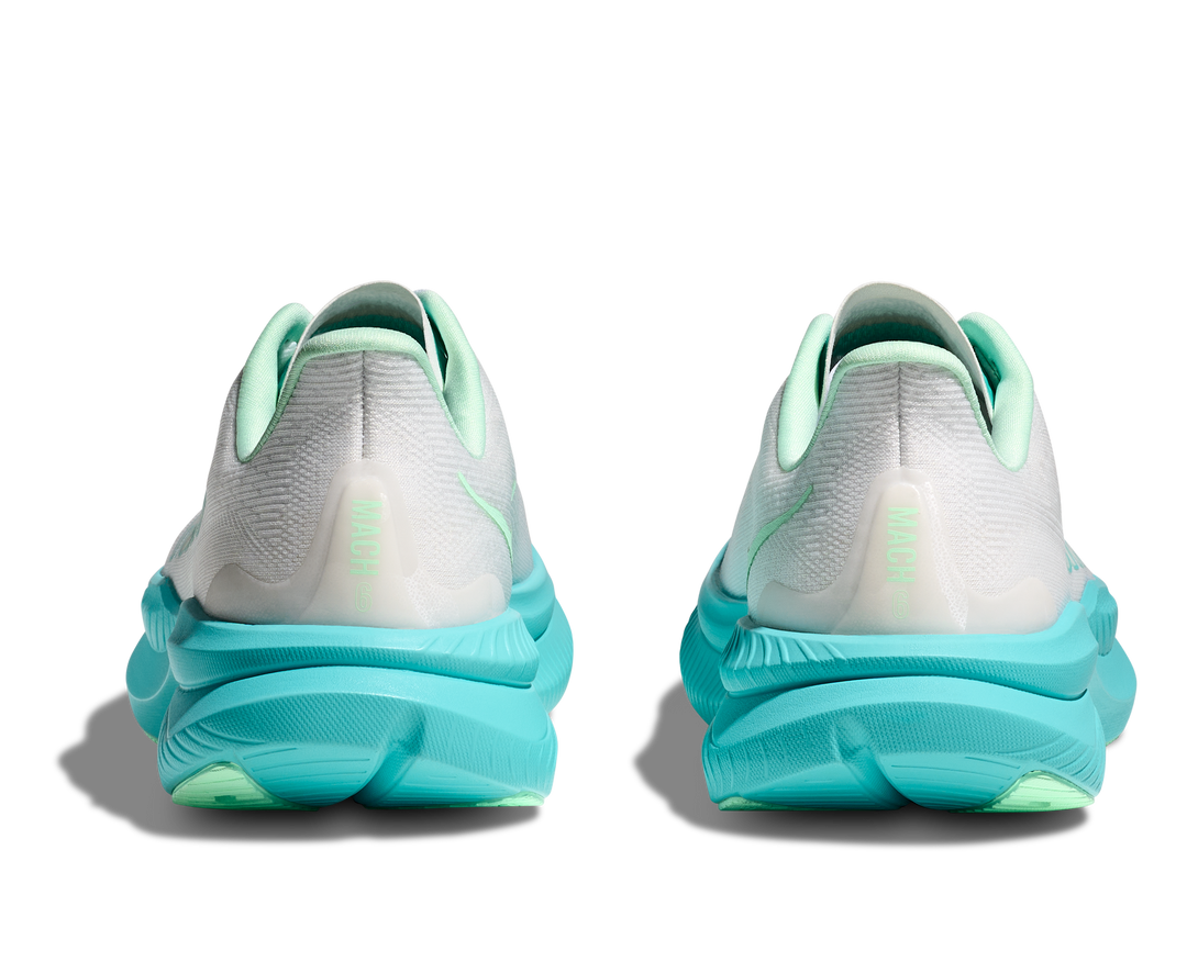 HOKA Women's Mach 6 - WHITE / CIELO BLUE
