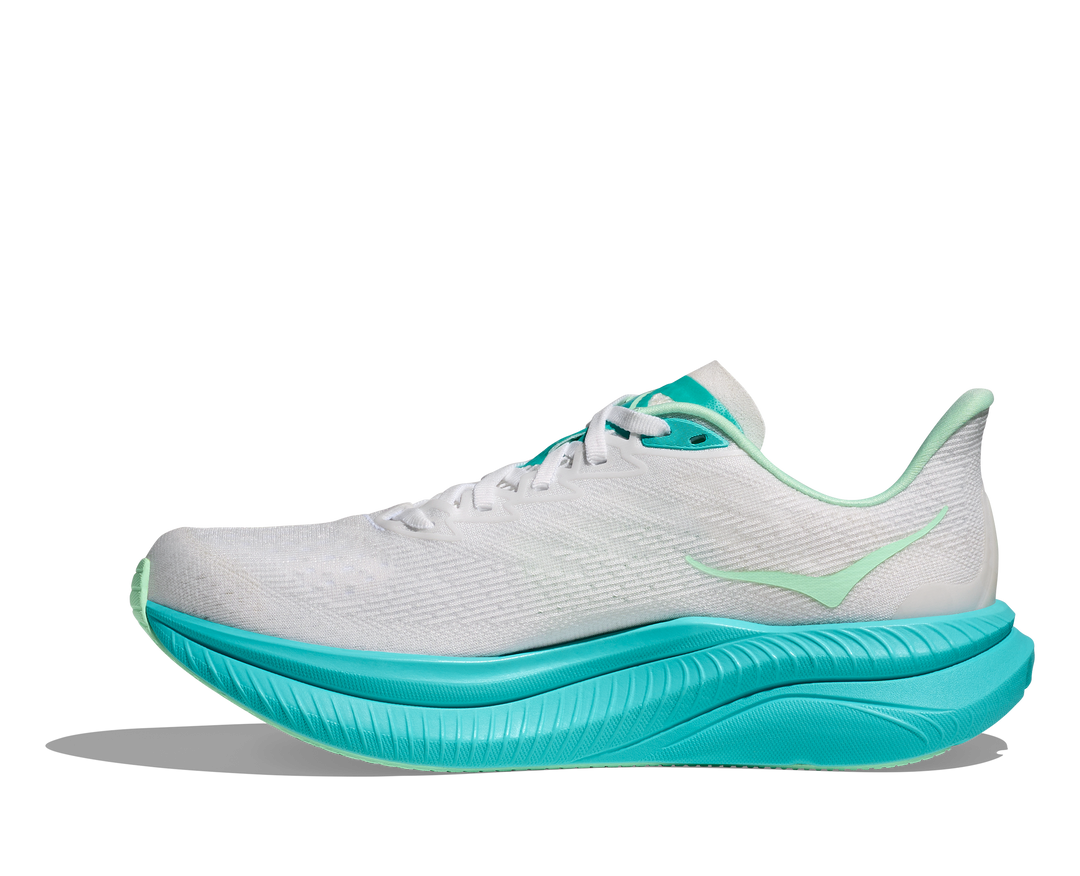 HOKA Women's Mach 6 - WHITE / CIELO BLUE