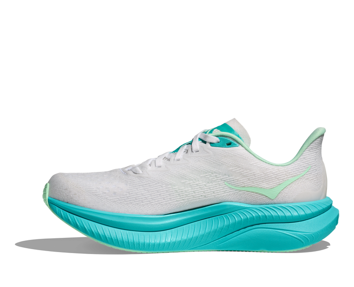 HOKA Women's Mach 6 - WHITE / CIELO BLUE