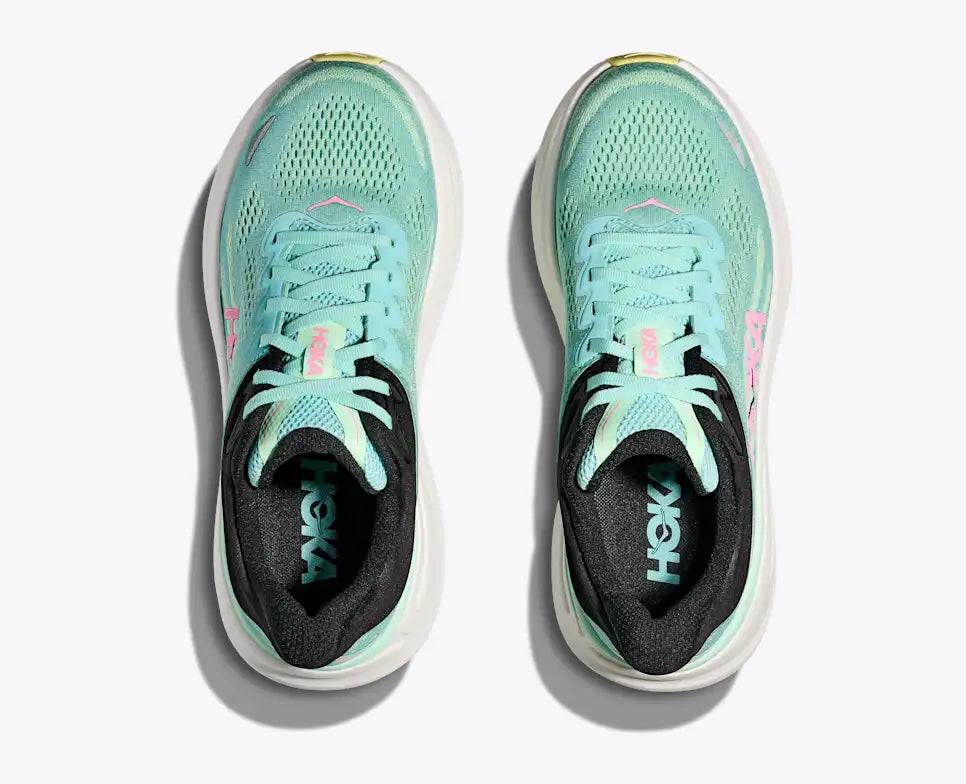 HOKA Bondi 9 para mujer - Azul brillante / Fluorito menta (Ancho)