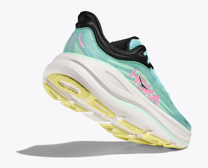 HOKA Bondi 9 para mujer - Azul brillante / Fluorito menta (Ancho)
