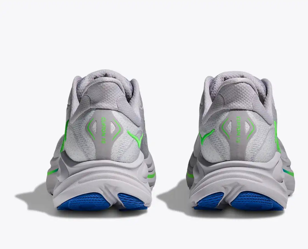 HOKA Men's Clifton 10 - ASH GREY / NEON GREEN