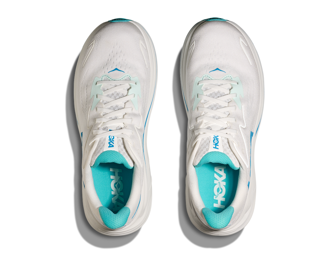 HOKA Men's Clifton 10 - WHITE / SKYWARD BLUE (Wide)