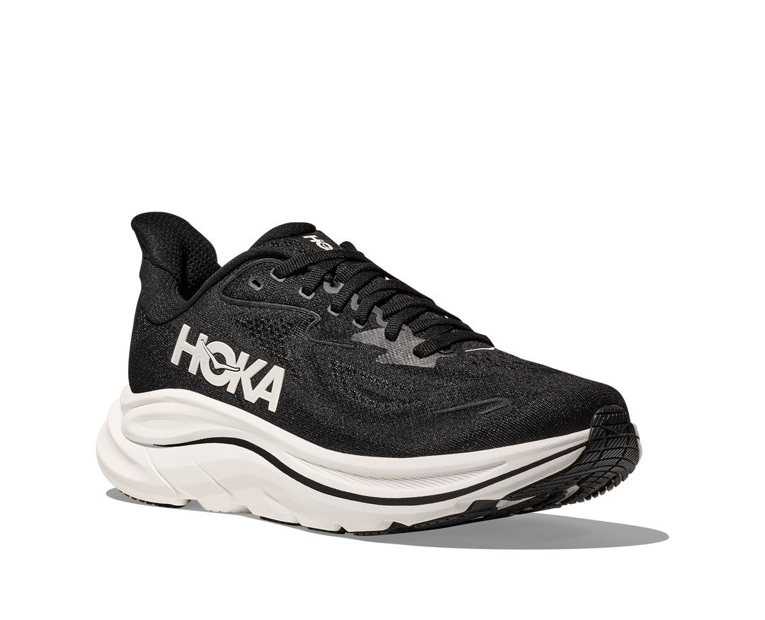 HOKA Women's Clifton 10 - BLACK / WHITE (Wide)