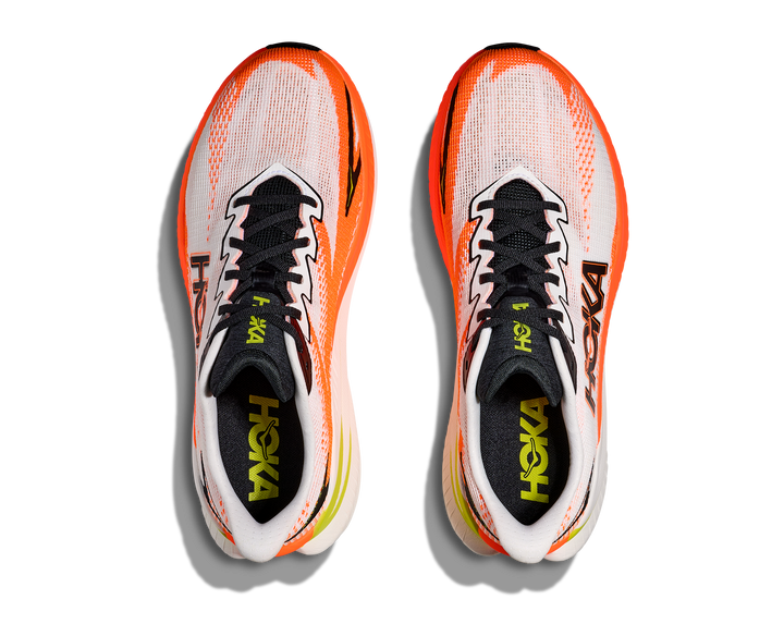 HOKA Men's Mach X 3 - WHITE / NEON TANGERINE