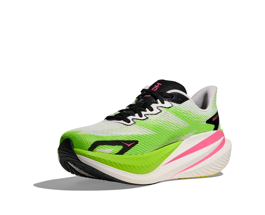 HOKA Women's Mach X 3 - WHITE / NEON LIME