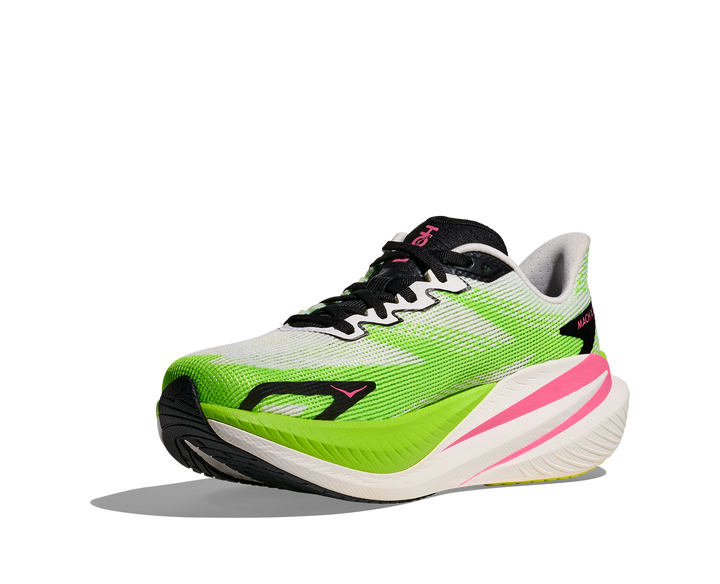HOKA Women's Mach X 3 - WHITE / NEON LIME
